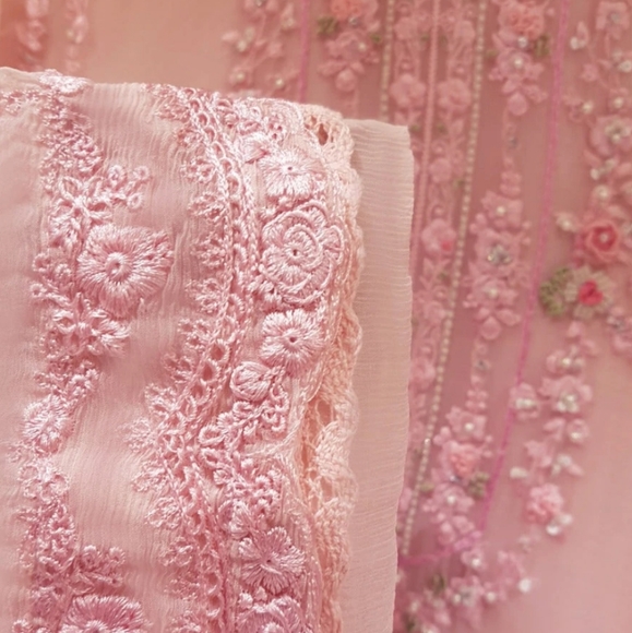 Aganoor PURE CHIFFON HEAVILY EMBROIDERED SALWAR KAMEEZ (KURTA only) - Picture 4 of 4